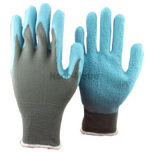 NMSAFETY 13 gauge grey nylon liner coated blue latex garden hand tool glove